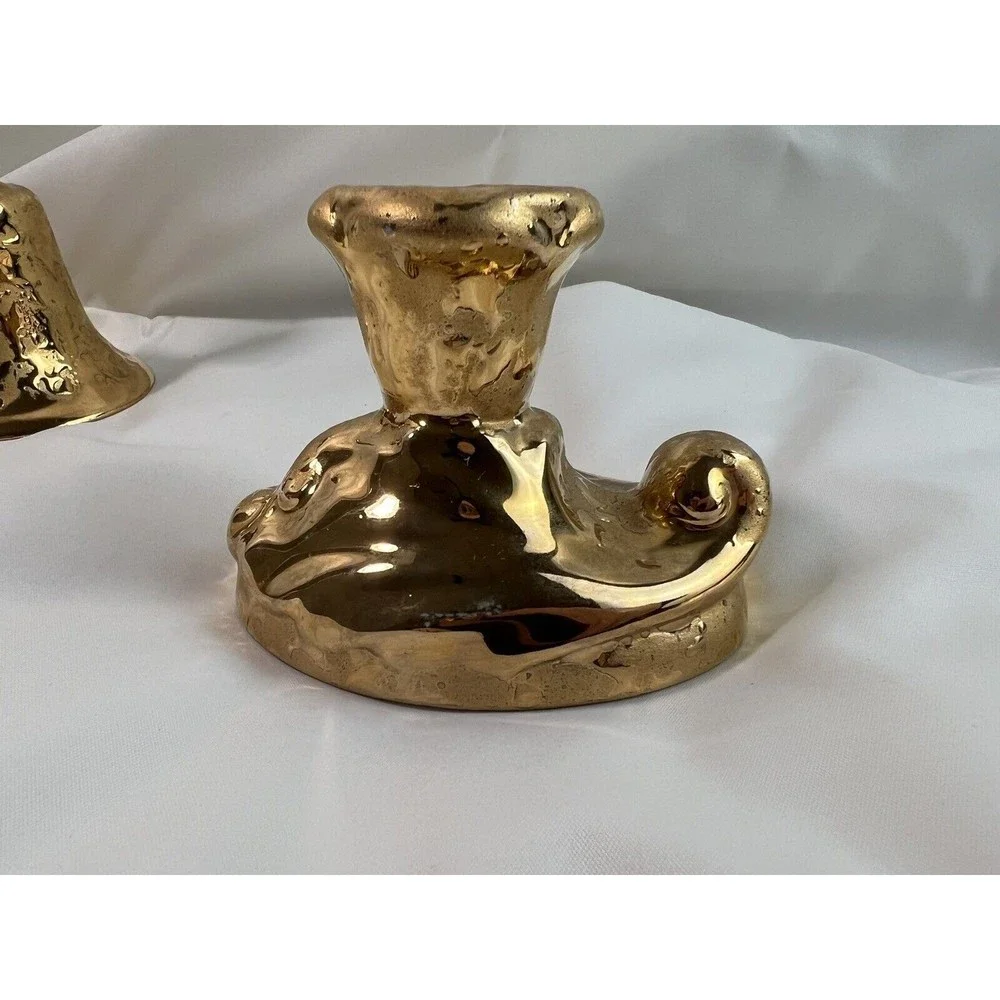 Set‎ of 3 Dixon Art Studios 22 kt. Weeping Gold Candle Holder Salt Shaker Bell